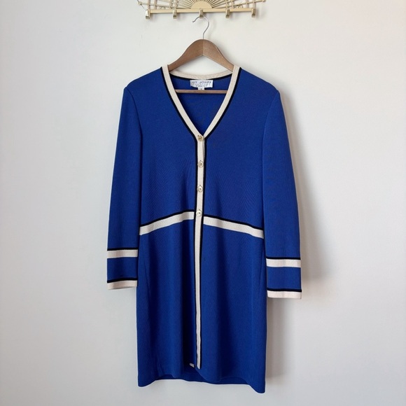 St. John Collection Long Cardigan Jacket 6 Blue FLAW - Picture 1 of 8